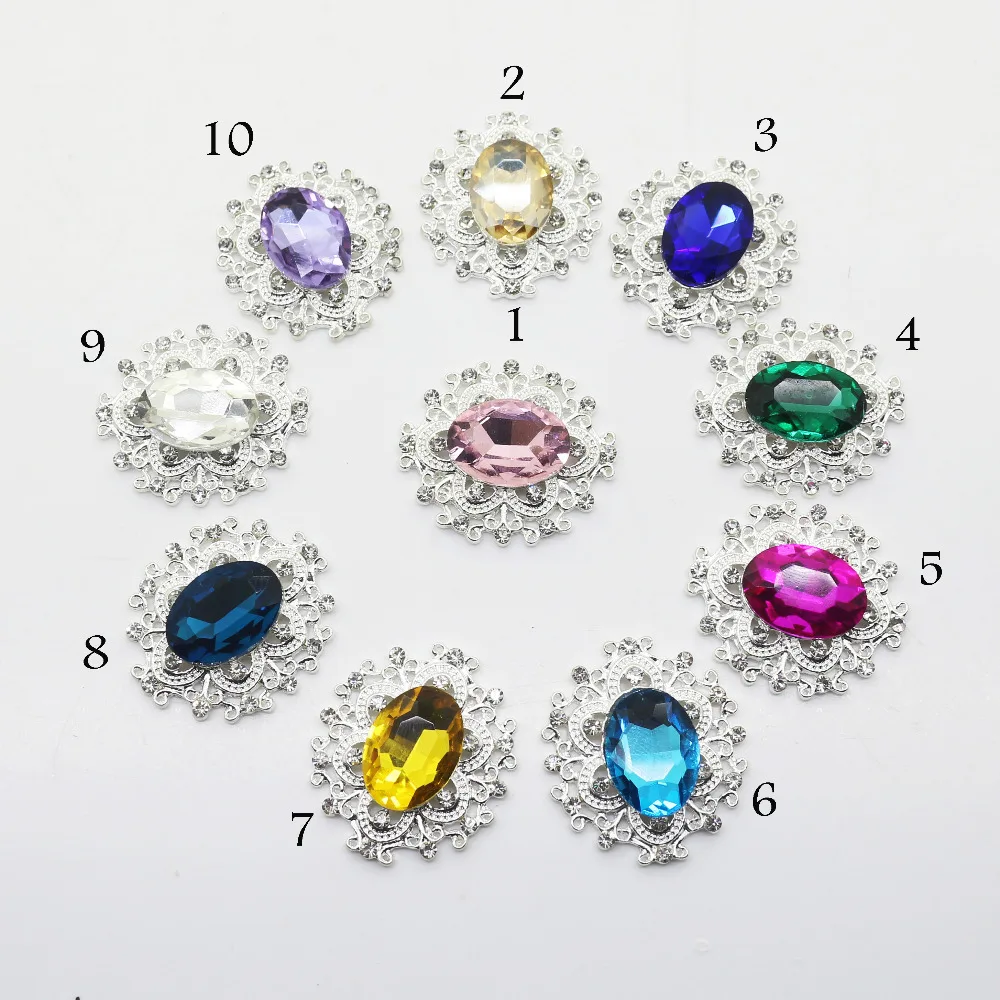 New 50pcs / lot 10 colors (Mixed Order) 32 * 28mm Glass Rhinestone Button Flatback Silver Plated Flower Accessoriesies
New 50pcs / lot 10 colors (Mixed Order) 32 * 28mm Glass Rhinestone Button Flatback Silver Plated Flower Accessoriesies