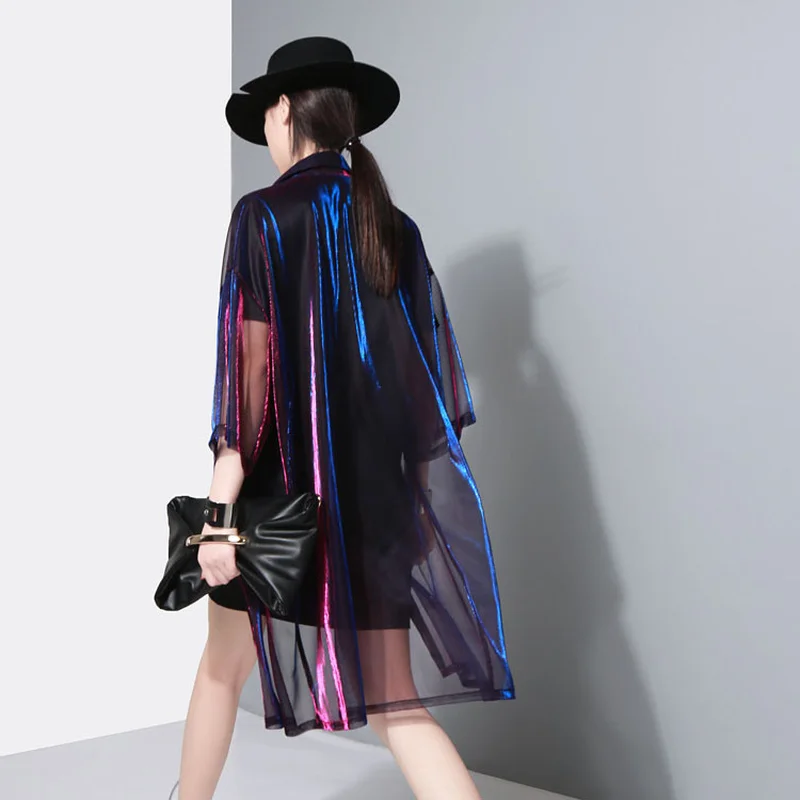 Color Change Loose Long Thin Chiffon Shirts Laser Perspective Sunscreen Blouses Coat Cardigan Sun Protection Tops
Color Change Loose Long Thin Chiffon Shirts Laser Perspective Sunscreen Blouses Coat Cardigan Sun Protection Tops