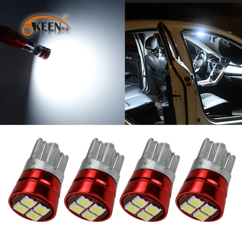 OKEEN 4 x led t10 car light 12V clearance light 3030 auto led door Parking car lamp Turn signals Dome indicator Stop Light Led
OKEEN 4 x led t10 car light 12V clearance light 3030 auto led door Parking car lamp Turn signals Dome indicator Stop Light Led