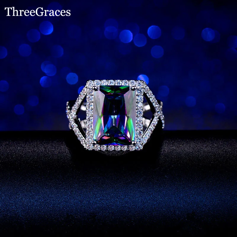 ThreeGraces Gorgeous Jewelry Long Square Cut Mystic Rainbow White Zirconia Stone 925 Sterling Silver Women Big Party Rings RG057
ThreeGraces Gorgeous Jewelry Long Square Cut Mystic Rainbow White Zirconia Stone 925 Sterling Silver Women Big Party Rings RG057