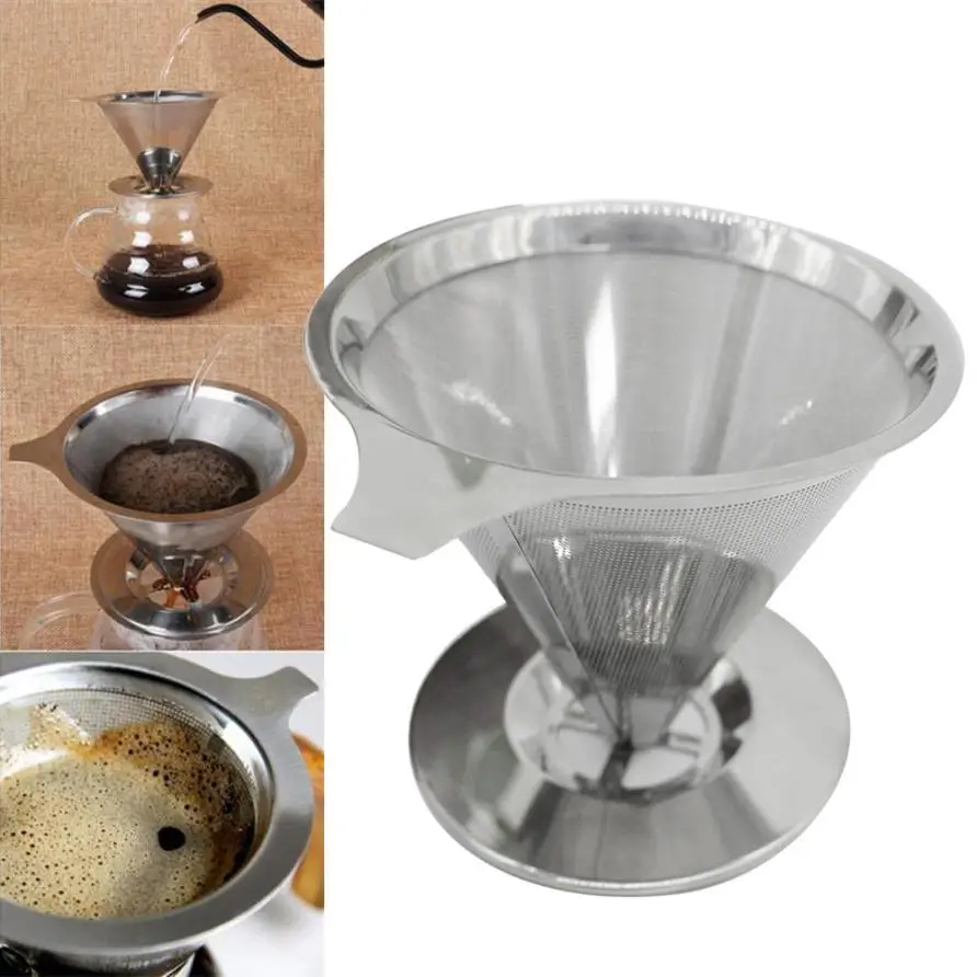 Reliable 2017 hot Pour Over Coffee Drip Stainless Steel Cone Double Paperless Mesh Filter Kitchen Tool B
Reliable 2017 hot Pour Over Coffee Drip Stainless Steel Cone Double Paperless Mesh Filter Kitchen Tool B