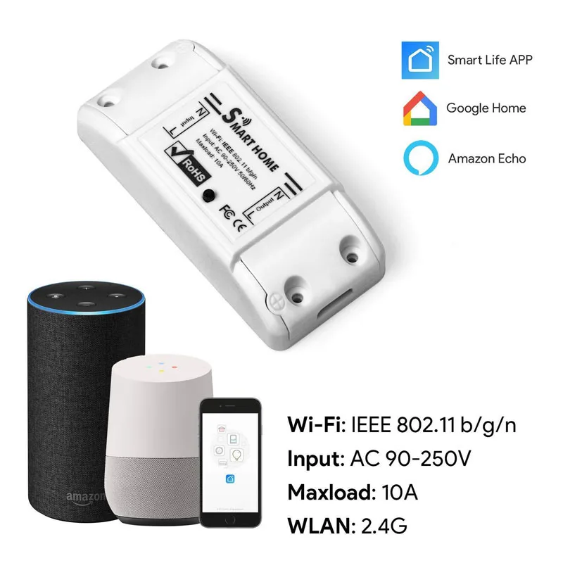 10A Intelligent Refit WIFI switch Smart Remote Control Wifi Switch Automation Relay Module Compatible with Alexa DIY your Home
10A Intelligent Refit WIFI switch Smart Remote Control Wifi Switch Automation Relay Module Compatible with Alexa DIY your Home