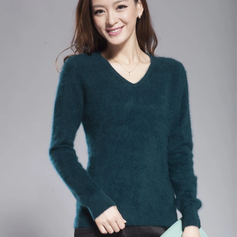 2019 Autumn Winter Women's V-neck 100% Mink Cashmere Sweaters Pullover Soft Warm Cashmere Sweaters Women Knitted Basic Sweater
2019 Autumn Winter Women's V-neck 100% Mink Cashmere Sweaters Pullover Soft Warm Cashmere Sweaters Women Knitted Basic Sweater