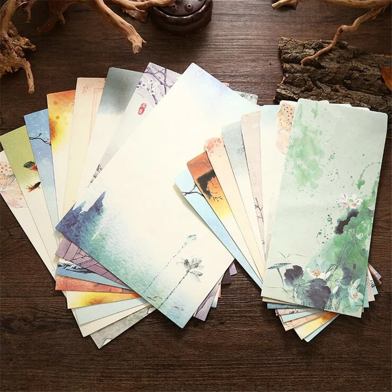 6pcs/set Vintage Letter Paper and Envelope Set Chinese Painting Lotus Flowers Craft Envelope Invitation Letters Paper Stationery
6pcs/set Vintage Letter Paper and Envelope Set Chinese Painting Lotus Flowers Craft Envelope Invitation Letters Paper Stationery
