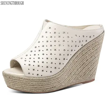 Straw weaving high heels women slippers genuine leather wedges sandals sexy ladies party shoes
Straw weaving high heels women slippers genuine leather wedges sandals sexy ladies party shoes