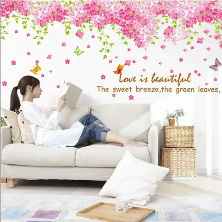 256*90cm Pink Cherry Blossoms Flower Decorative Combination Wall Sticker Decal Art DIY Home Room Free Shipping XY1095AB
256*90cm Pink Cherry Blossoms Flower Decorative Combination Wall Sticker Decal Art DIY Home Room Free Shipping XY1095AB