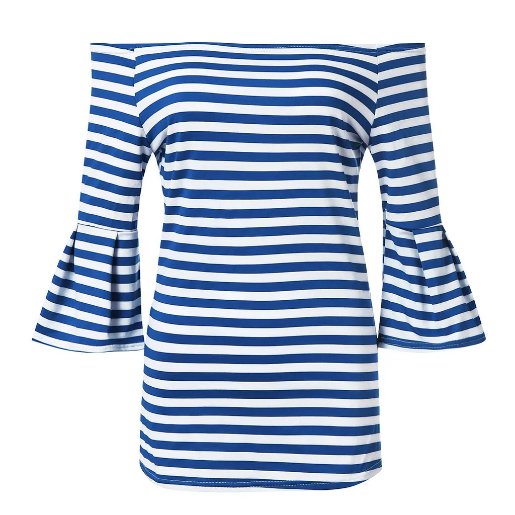 Women Blouses Summer Off Shoulder Flared Sleeve Stripe Shirt Womens Tops And Blouses Ladies Summer tops camisa feminina
Women Blouses Summer Off Shoulder Flared Sleeve Stripe Shirt Womens Tops And Blouses Ladies Summer tops camisa feminina