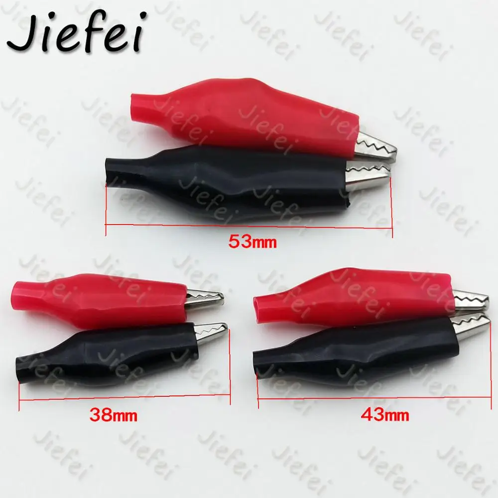100pcs 28mm 35MM 44m Metal Alligator Clip Crocodile Electrical Clamp for Testing Probe Meter Black and Red with Plastic Boot
100pcs 28mm 35MM 44m Metal Alligator Clip Crocodile Electrical Clamp for Testing Probe Meter Black and Red with Plastic Boot