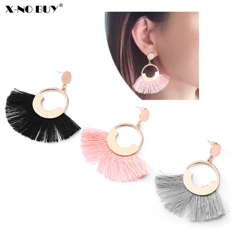 New Bohemian Black Pink Gray Tassel Drop Earrings For Women Jewelry Round Metal Cotton Yarn Dangle Fringe Earrings For Female
New Bohemian Black Pink Gray Tassel Drop Earrings For Women Jewelry Round Metal Cotton Yarn Dangle Fringe Earrings For Female