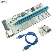 New White 008 PCI-E Riser De Express 1X 4x 8x 16x Riser De Extensor PCI e USB 008 S Adaptador de Cartão SATA 15pin para BTC Mineiro Mineração USB3.0(China)