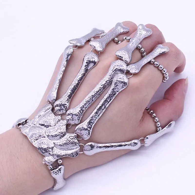 Nightclub Gothic Punk Skull Finger Bracelets for Women Skeleton Bone Hand Bracelets Bangles 2018 Christmas Halloween Gift
Nightclub Gothic Punk Skull Finger Bracelets for Women Skeleton Bone Hand Bracelets Bangles 2018 Christmas Halloween Gift