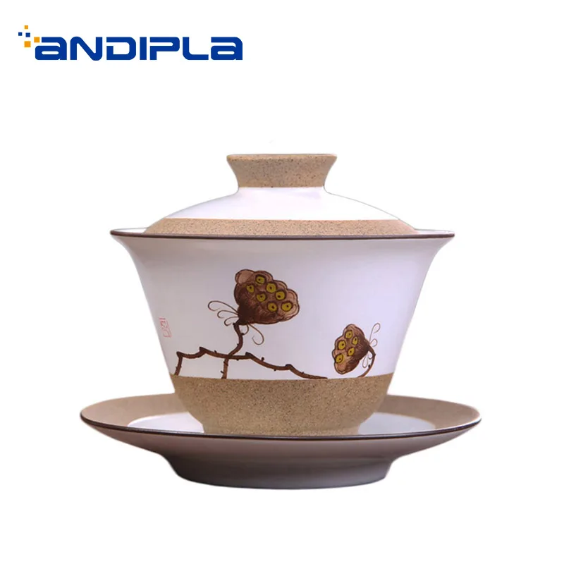 170 ml Цзиндэчжэнь Gaiwan расписанный вручную керамический Чай миска с крышкой набор