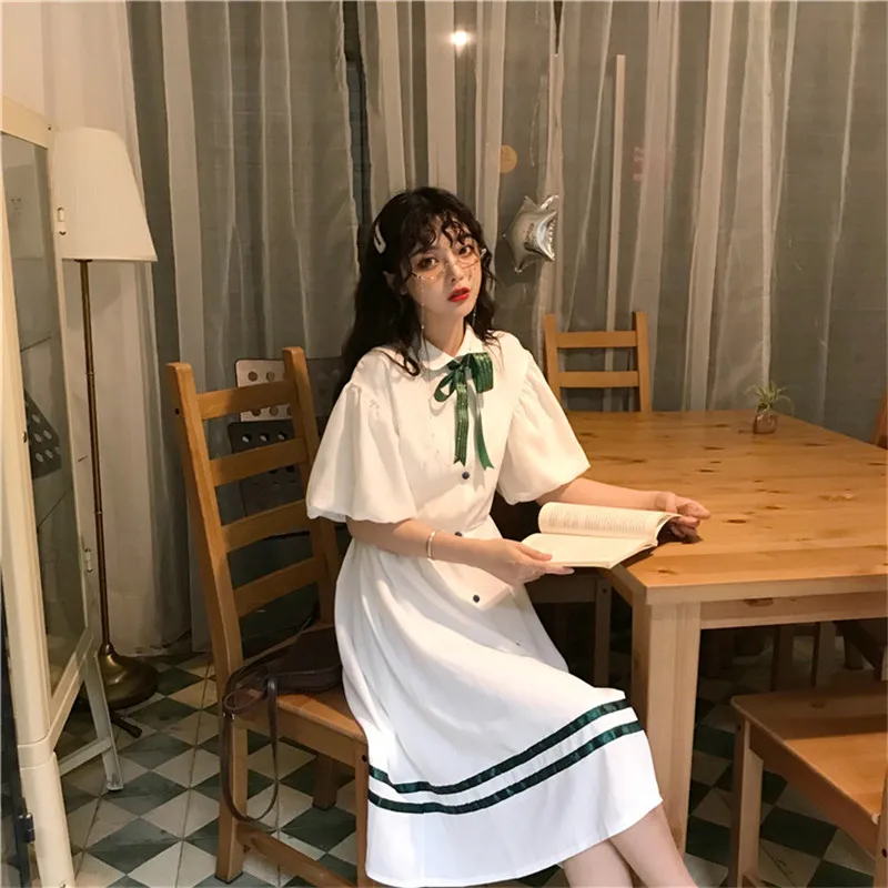 Preppy Dress 2019 New Summer Women Vintage Dress Janpan Half Sleeves White Dress High Waist Bowtie Casual Midi Dress Vestidos
Preppy Dress 2019 New Summer Women Vintage Dress Janpan Half Sleeves White Dress High Waist Bowtie Casual Midi Dress Vestidos