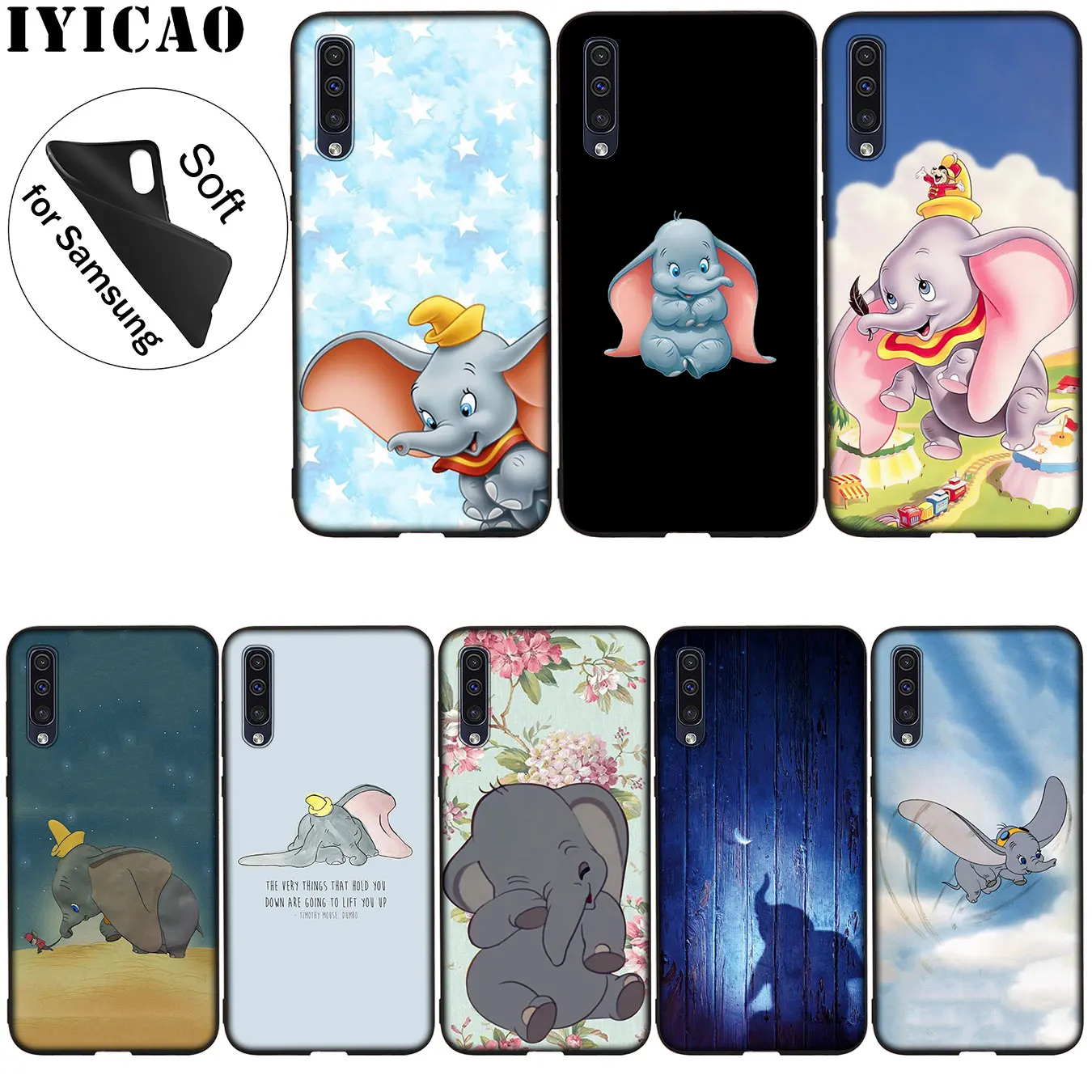 IYICAO Dumbo Cute elephant Soft Silicone Case for Samsung Galaxy A70 A50 A40 A30 A10 M10 M20 M30 Black Cover
IYICAO Dumbo Cute elephant Soft Silicone Case for Samsung Galaxy A70 A50 A40 A30 A10 M10 M20 M30 Black Cover