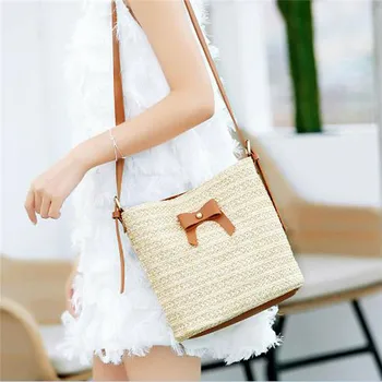 Ladies' Rattan Straw Bag New Woven Soild Color Bowknot Crossbody Beach Bags Women's Fashionable Round Bucket Handy Bags Hot Sale
Ladies' Rattan Straw Bag New Woven Soild Color Bowknot Crossbody Beach Bags Women's Fashionable Round Bucket Handy Bags Hot Sale