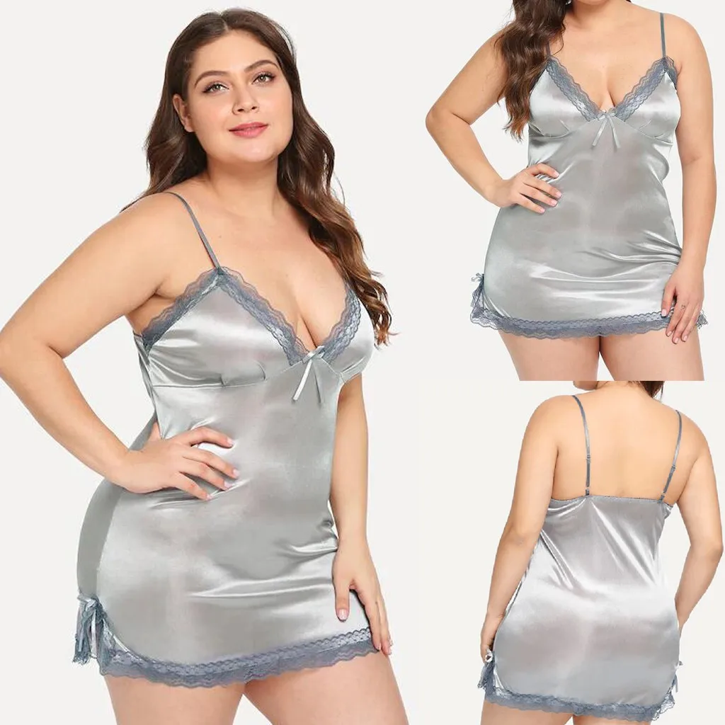 Plus Size Womens Sleepwear Lingerie Nightdress Ladies Underwear Sexy Satin Sling Sleepwear Pijama Mujer Algodon Verano 2019 #W
Plus Size Womens Sleepwear Lingerie Nightdress Ladies Underwear Sexy Satin Sling Sleepwear Pijama Mujer Algodon Verano 2019 #W
