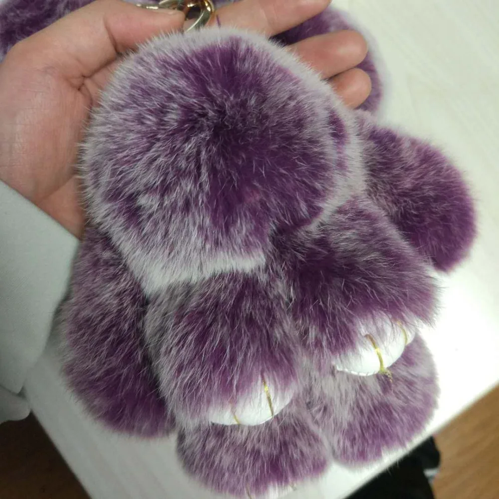 Magicfur - Frost Bunny Real Rex Rabbit Fur Cute Toy Keychain purple frost Bag Bug Charm Keyring pendan Accessories | Украшения и