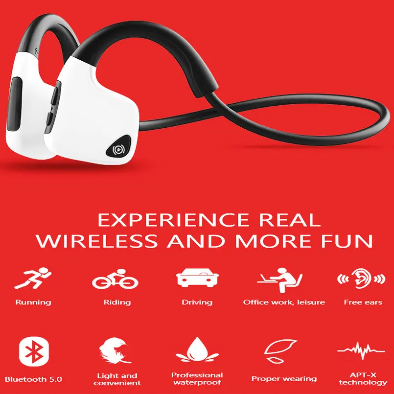 2018 Bluetooth Bone Conduction Earphones Sports Headphones NFC Wireless Headset Outdoor Hands free with Mic For Iphone 4 Running (5)