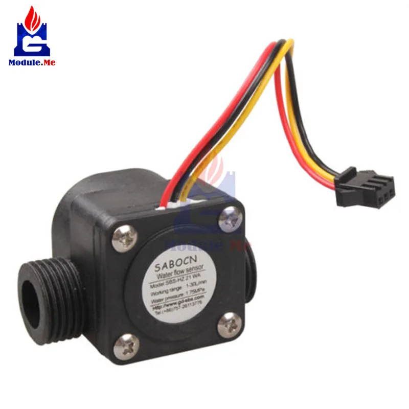 

G1/2 Water Flow Sensor Fluid Flowmeter Switch Counter 1-30L/min Meter 1.75MPa Hall Flow Sensor Water Control