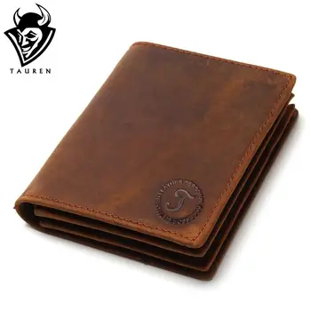 TAUREN Vintage Crazy Horse Genuine Leather Wallet For Men