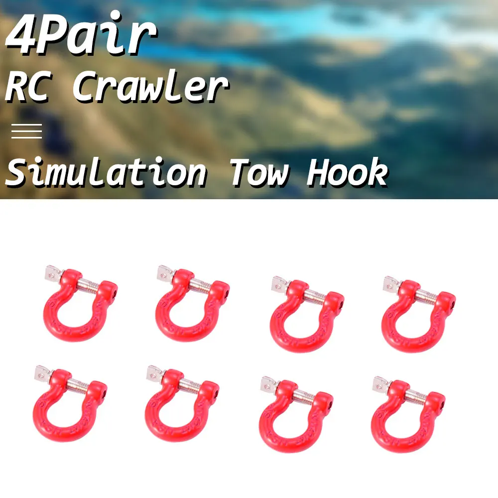 4Pair Red Metal Trailer Shackle Rescue Tow Hook for 1/10 RC TRX4 Axial SCX10 90046 RC4WD D90 TF2 Tamiya CC01
4Pair Red Metal Trailer Shackle Rescue Tow Hook for 1/10 RC TRX4 Axial SCX10 90046 RC4WD D90 TF2 Tamiya CC01