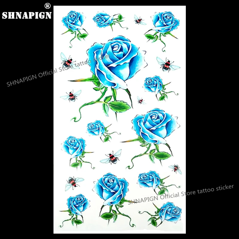 SHNAPIGN Blue Lover Rose Bee Temporary Tattoo Body Art Arm Flash Tattoo Stickers 17*10cm Waterproof Fake Henna Painless Sticker
SHNAPIGN Blue Lover Rose Bee Temporary Tattoo Body Art Arm Flash Tattoo Stickers 17*10cm Waterproof Fake Henna Painless Sticker