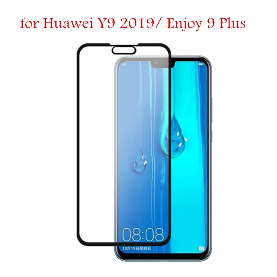 Закаленное стекло для Huawei Y9 2019 защита экрана Черная защитная пленка против