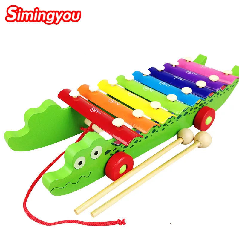 Image Simingyou Crocodile Xylophone Knock On Piano Baby Kids Wooden Toddler Learning Education Musical Toy MZ03