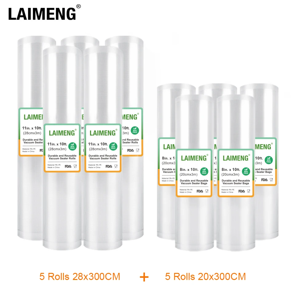 LAIMENG 10 Rolls Vacuum Packaging Rolls Vacuum Bags For Vacuum Sealer Food Preservation Pack Bags Food Storage Stretch Film R249
LAIMENG 10 Rolls Vacuum Packaging Rolls Vacuum Bags For Vacuum Sealer Food Preservation Pack Bags Food Storage Stretch Film R249