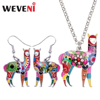 WEVENI Original Enamel Alloy Floral Alpaca Earrings Drop Dangle Necklace Chain Pendant Jewelry Sets Wild Animal Accessories 2018
WEVENI Original Enamel Alloy Floral Alpaca Earrings Drop Dangle Necklace Chain Pendant Jewelry Sets Wild Animal Accessories 2018