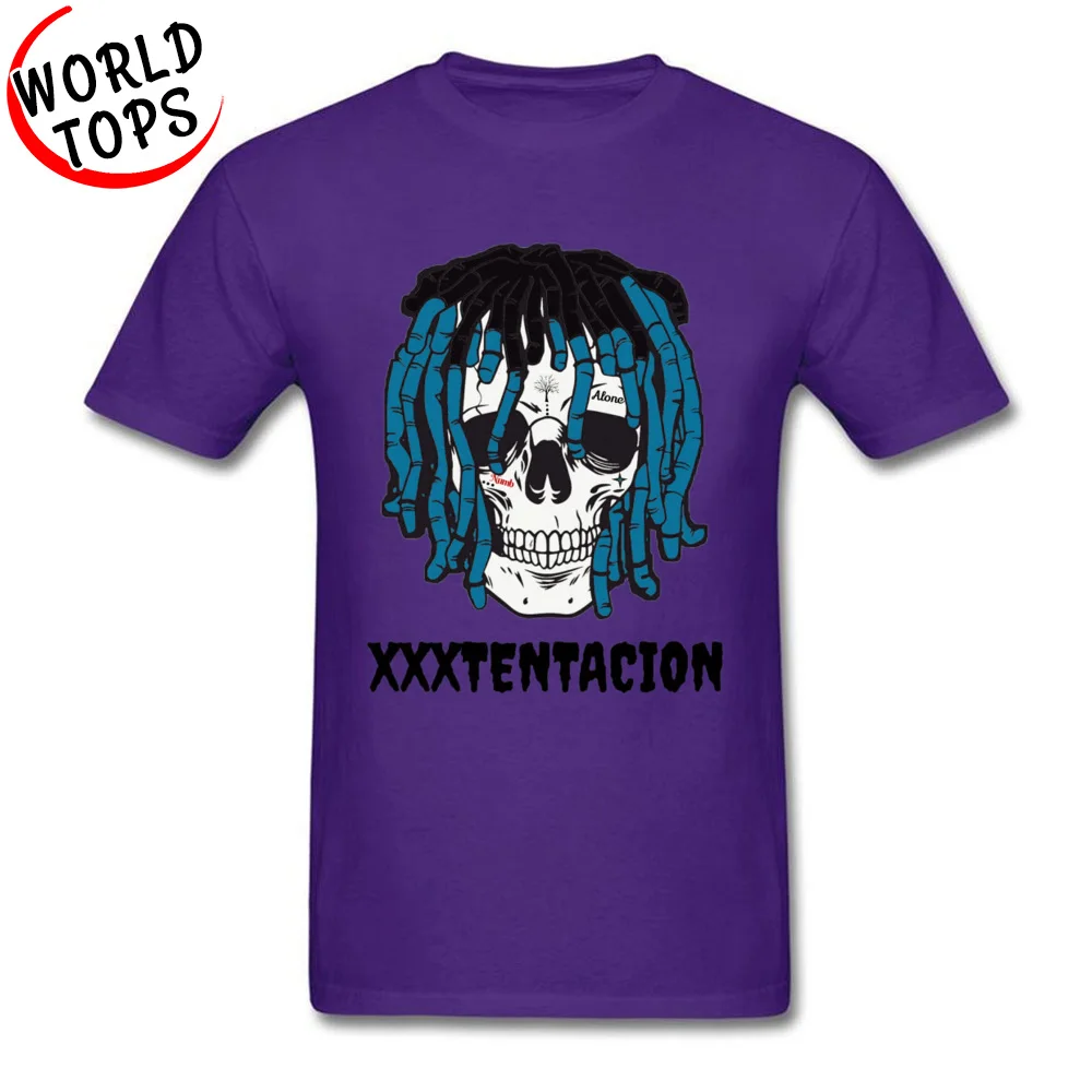 Tops T Shirt XXXTENTACION SKELETON FACE Thanksgiving Day Funny Cool Short Sleeve 100% Cotton O Neck Men T Shirts Cool Tee-Shirt XXXTENTACION SKELETON FACE purple
