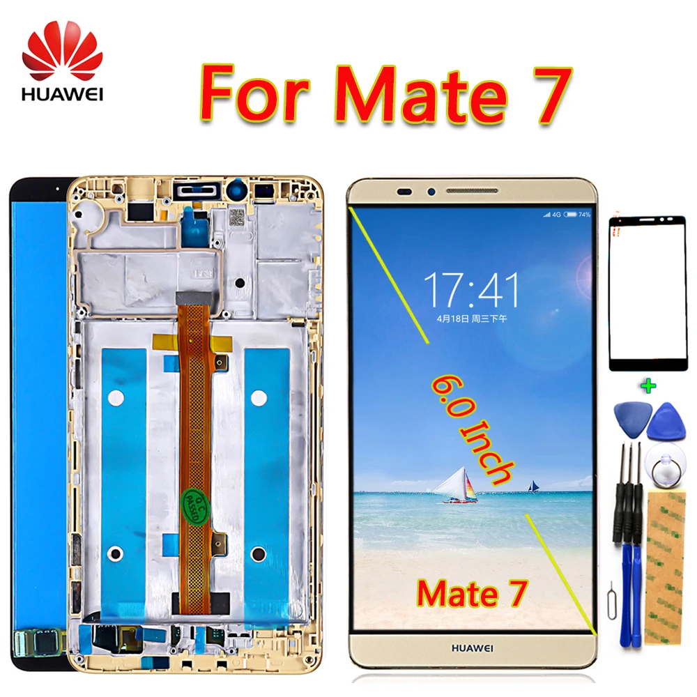 Huawei Mate 7 LCD Display Touch Screen 6.0 inch Digitizer Assembly 1920*1080 Frame with Free Tempered Glass and Tools
Huawei Mate 7 LCD Display Touch Screen 6.0 inch Digitizer Assembly 1920*1080 Frame with Free Tempered Glass and Tools