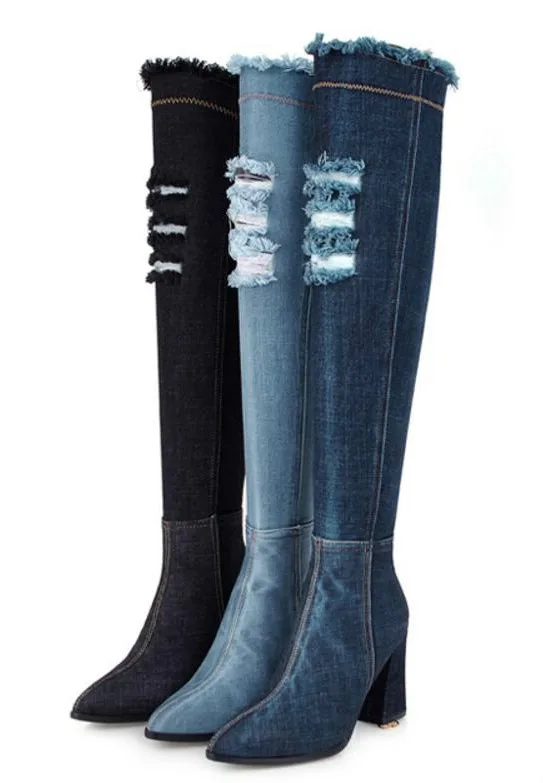 Ladies Chaussure Women Shoes Woman Zapatos Mujer Sapato Knee High Boots Chunky High Heels Denim Jean Booties Gladiator XZ181262
Ladies Chaussure Women Shoes Woman Zapatos Mujer Sapato Knee High Boots Chunky High Heels Denim Jean Booties Gladiator XZ181262