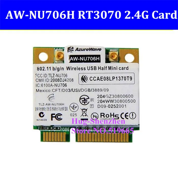 Высококачественная карта AW-NU706H RT3070 RT3070L 150 Мбит/с 2,4G USB Mini PCI-e беспроводной WLAN Wifi
Высококачественная карта AW-NU706H RT3070 RT3070L 150 Мбит/с 2,4G USB Mini PCI-e беспроводной WLAN Wifi