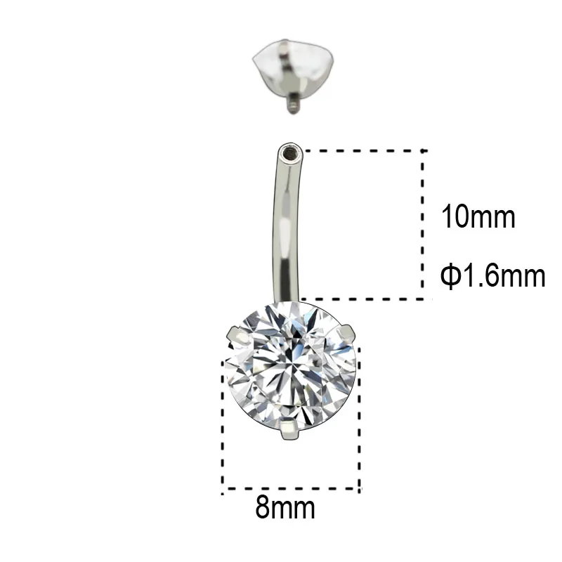 High Quality Sexy Belly Button Rings Surgical Steel Cubic Zirconia 1.6mm Piercing Navel Ring Ombligo Nombril Body Jewelry Women 2
