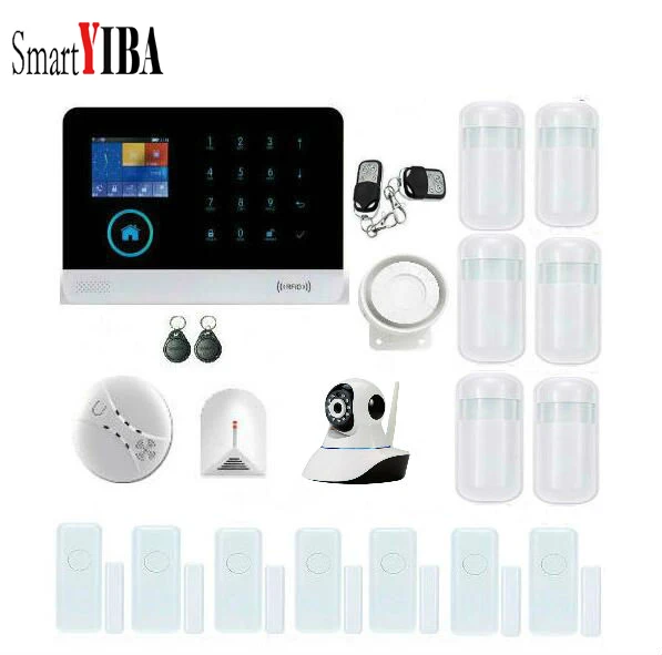 

SmartYIBA Touch 3G Alarm GPRS SMS Home Burglar Security Protection Alarm With Network IP Cameras Wireless Smoke/Fire Alarm