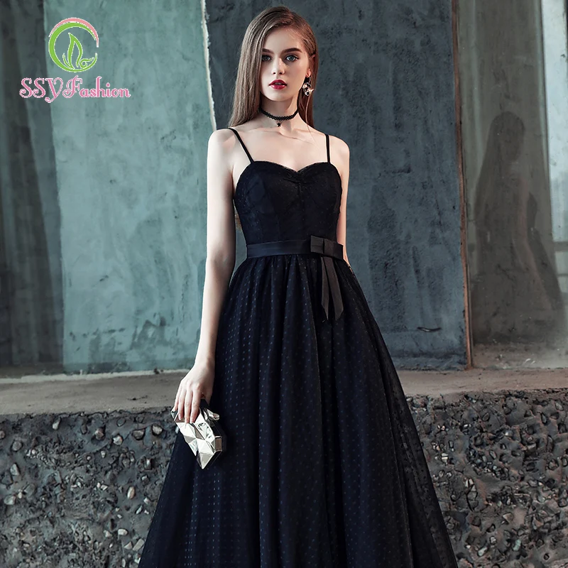 SSYfashion Strap Lace Up Back Sleeveless Floor-Length Tulle Black Long Evening Dress Custom Party Formal Dress Women Elegant
SSYfashion Strap Lace Up Back Sleeveless Floor-Length Tulle Black Long Evening Dress Custom Party Formal Dress Women Elegant