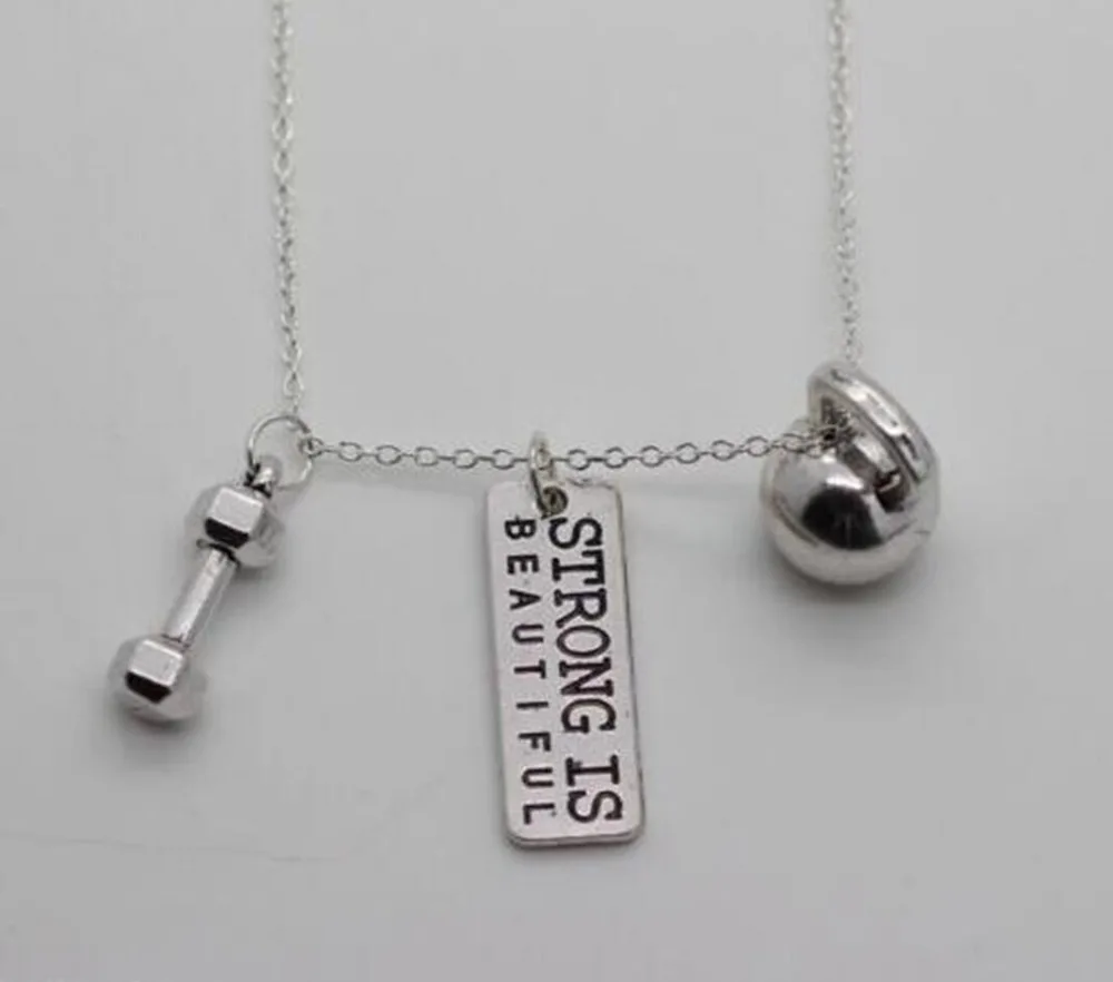 Vintage Silver 25lbs WEIGHT Barbell Fitness Kettlebell Dumbbell STRONG IS Weightlifting Necklace Charms Pendant Fitness Necklace
Vintage Silver 25lbs WEIGHT Barbell Fitness Kettlebell Dumbbell STRONG IS Weightlifting Necklace Charms Pendant Fitness Necklace