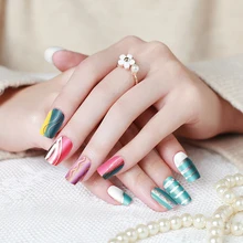 1 PC holographique Laser vague ligne 3D ongles autocollant bande bande bricolage feuille papier adhésif autocollants Nail Art décalque décoration(China)