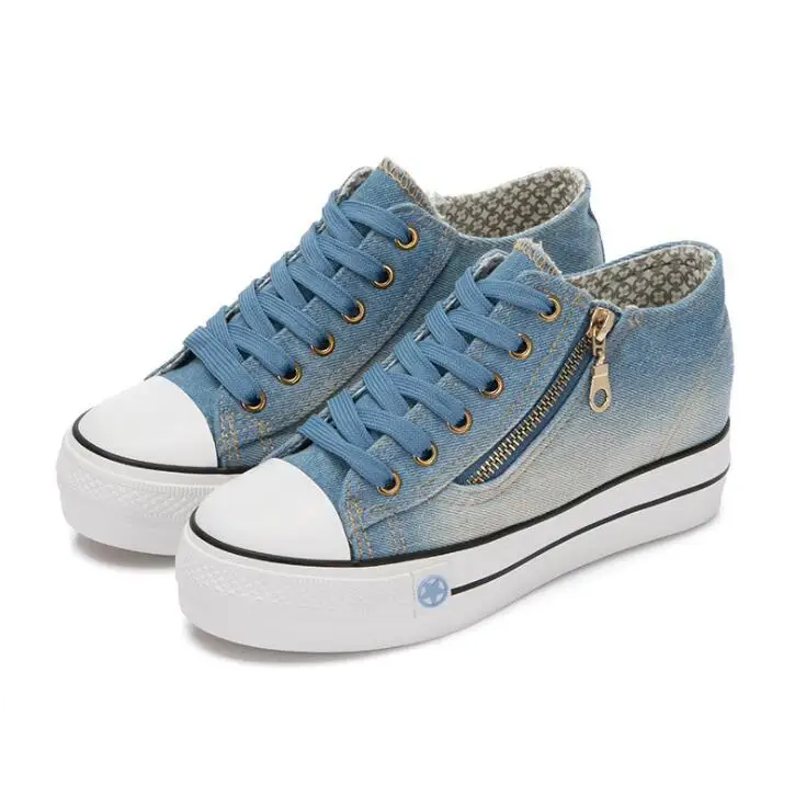 Thick bottom to increase low to help women's shoes new super fire side zipper denim shoes women's casual shoes
Thick bottom to increase low to help women's shoes new super fire side zipper denim shoes women's casual shoes