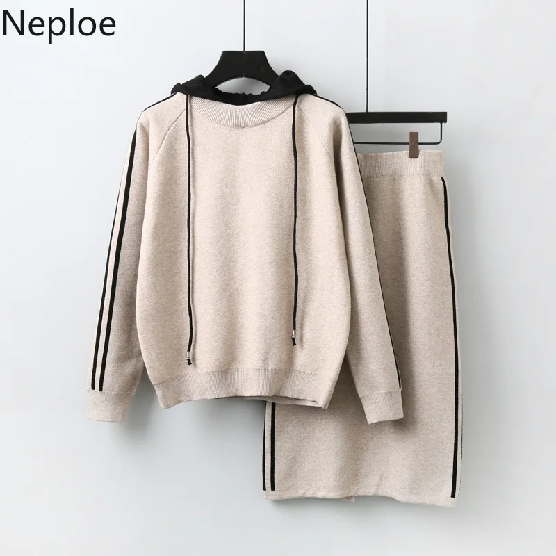 Neploe Autumn Knitted 2 Pieces Set Women Long Sleeve Hooded Sweater Elastic Waist Knitted Pencil Skirt Sets Female Tracksuit
Neploe Autumn Knitted 2 Pieces Set Women Long Sleeve Hooded Sweater Elastic Waist Knitted Pencil Skirt Sets Female Tracksuit