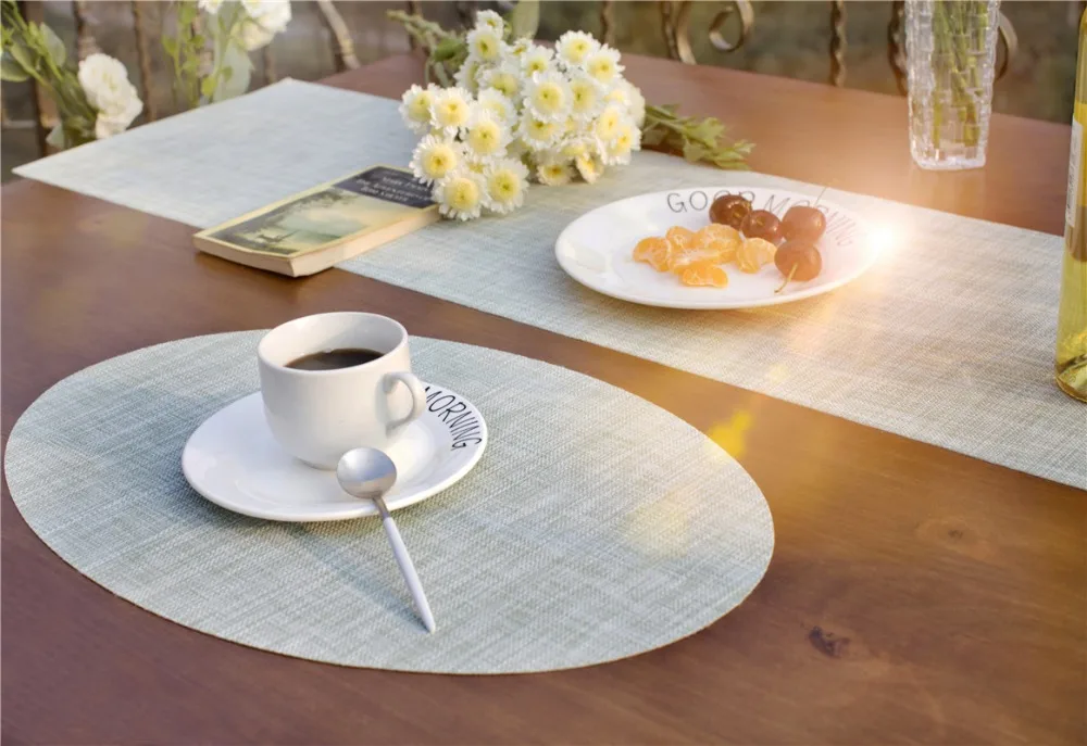Best Oval Placemat PVC Dining Table Mat Weave Disc Pads Bowl Pad