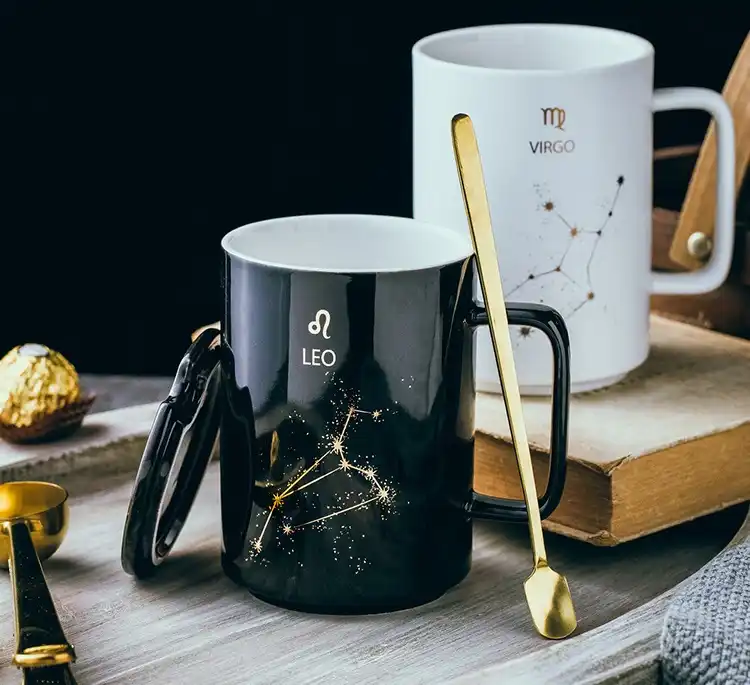 ceramic mugs coffee mug with spoon cover large capacity cups and