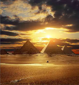 

scenic backdrops Vinyl cloth High quality Computer print Sunset Clouds Pharaoh Khufu Desert Pyramids Camels background