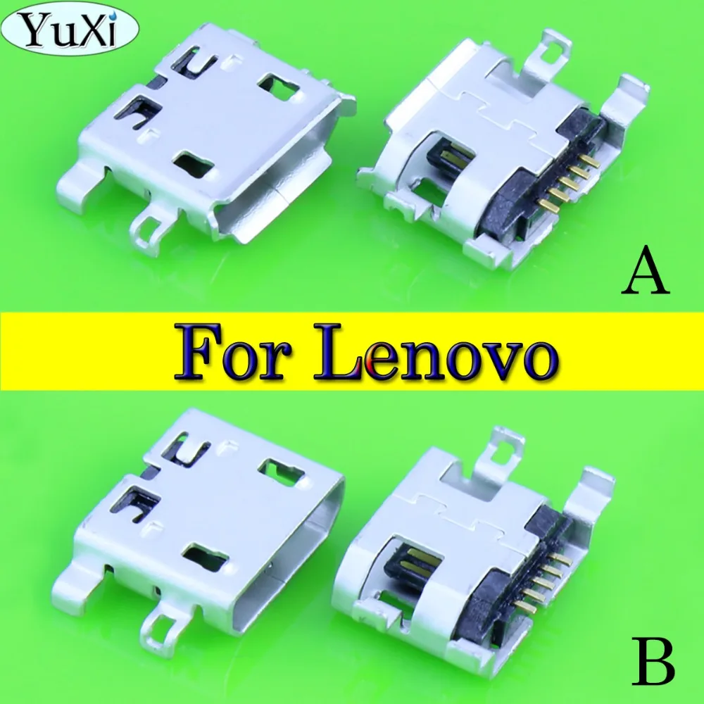 Фото YuXi Micro USB Connector 5P heavy plate B type no side Female Jack For Mobile Mini repair mobile tablet Tail plug Lenovo | Мобильные