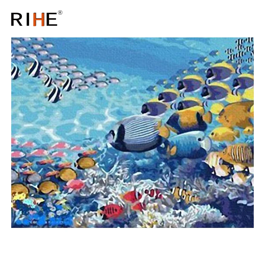 RIHE Fishes Diy Painting By Numbers Animal Ocean Oil Painting On Canvas Hand Painted Cuadros Decoracion Acrylic Paint 40X50CM
RIHE Fishes Diy Painting By Numbers Animal Ocean Oil Painting On Canvas Hand Painted Cuadros Decoracion Acrylic Paint 40X50CM