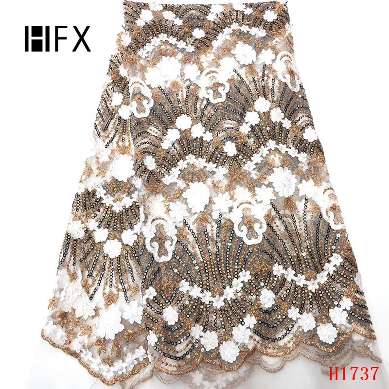 HFX White/Gold African Fabric Sequin Nigeria Embroidered Wedding Tulle Lace 2019 High Quality Beaded Net Lace Fabric X1737
HFX White/Gold African Fabric Sequin Nigeria Embroidered Wedding Tulle Lace 2019 High Quality Beaded Net Lace Fabric X1737