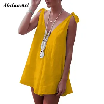 2019 Summer Sexy Sleeveless Women Romper Jumpsuit V Neck Beach Short Romper Causal Playsuits Solid Loose Backless Overalls Femme
2019 Summer Sexy Sleeveless Women Romper Jumpsuit V Neck Beach Short Romper Causal Playsuits Solid Loose Backless Overalls Femme
