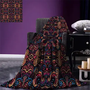 Ethnic Throw Blanket Hand Drawn Image with Oriental Rainbow Colored Floral Swirls Glass Pattern Image Warm Microfiber Blanket
Ethnic Throw Blanket Hand Drawn Image with Oriental Rainbow Colored Floral Swirls Glass Pattern Image Warm Microfiber Blanket