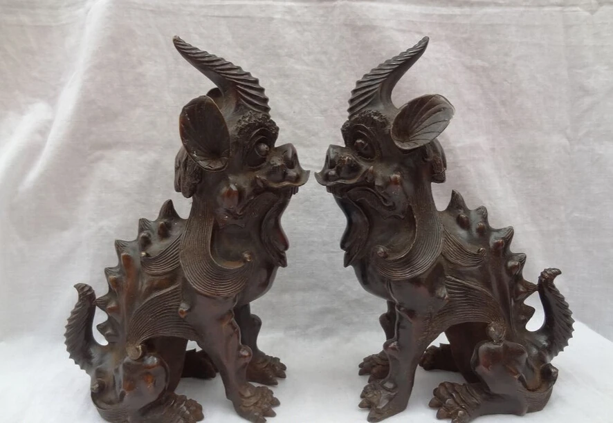 USPS to USA S1564 11" Chinese Bronze Fierce Animal Sculpture Set Wealth Dragon Unicorn Statue Pair B0401
USPS to USA S1564 11" Chinese Bronze Fierce Animal Sculpture Set Wealth Dragon Unicorn Statue Pair B0401